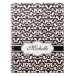 Elegant Black and Red Damask Pattern Spiral Note Book