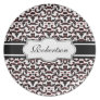 Elegant Black and Red Damask Pattern Plate