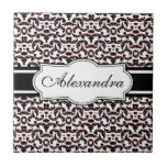 Elegant Black and Red Damask Pattern Tiles