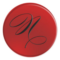 Elegant Black and red Monogram N stickers