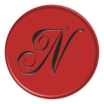 Elegant Black and red Monogram N Sticker