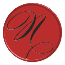 Elegant Black and red Monogram N stickers
