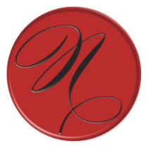 Elegant Black and red Monogram N stickers