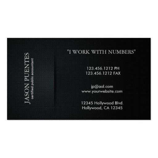 Elegant Black and Silver Accounting Business Card Templates (back side)