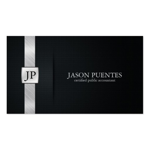Elegant Black and Silver Accounting Business Card Templates (front side)