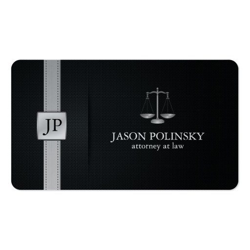 Elegant Black and Silver Attorney At Law Business Card Template (front side)