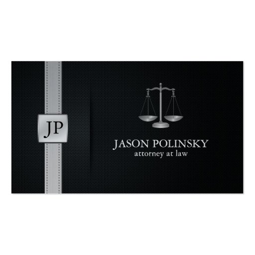Elegant Black and Silver Attorney At Law Business Cards (front side)
