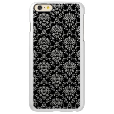 Elegant Black and Silver Damask Incipio Feather® Shine iPhone 6 Plus Case