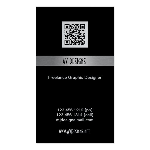 Elegant Black and Silver Graphic Designer Business Card Templates (back side)