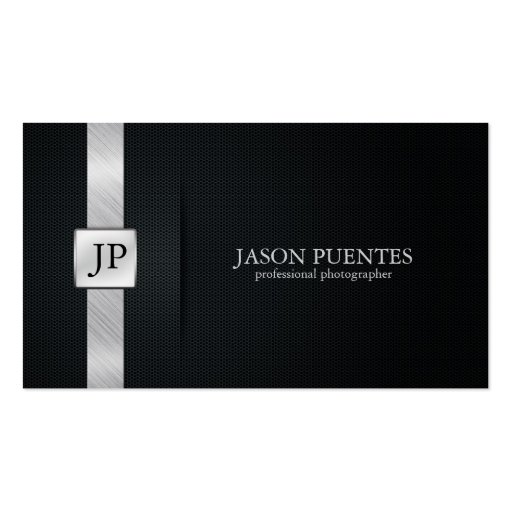 Elegant Black and Silver Professional Photographer Business Card Templates (front side)