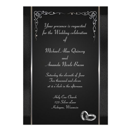 Elegant Black and Silver Wedding Invitations