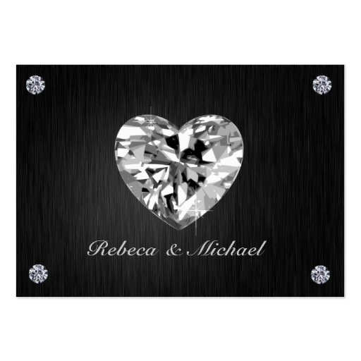 Elegant Black and Silver with Diamonds RSVP Cards Business Card Templates (front side)