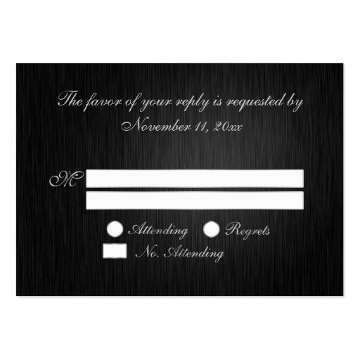 Elegant Black and Silver with Diamonds RSVP Cards Business Card Templates (back side)
