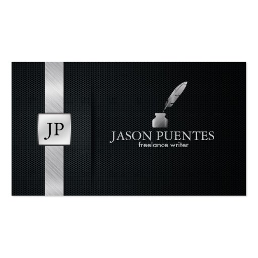 Elegant Black and Silver Writer's Business Card