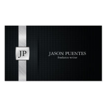 Elegant Black and Silver Writer's Business Cards