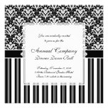 Elegant Black and White Art Deco Damask Stripes Invites