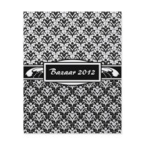 Elegant Black and White Art Deco Floral Damask Flyer