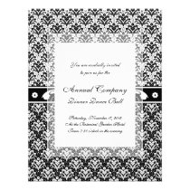 Elegant Black and White Art Deco Floral Damask invitations