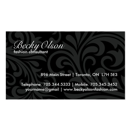 Elegant Black and White Business Cards (back side)