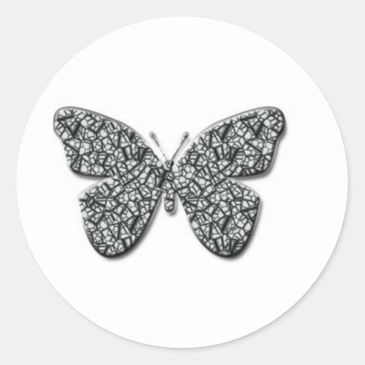 Elegant Black And White Butterfly Classic Round Sticker Zazzle