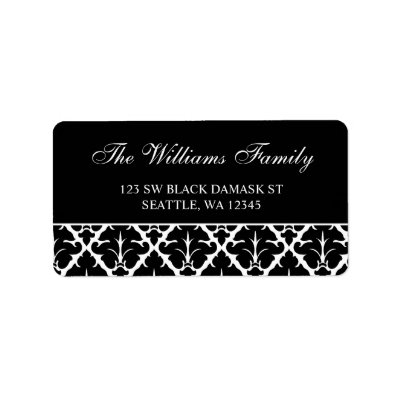 Elegant Black and White Damask Address Labels