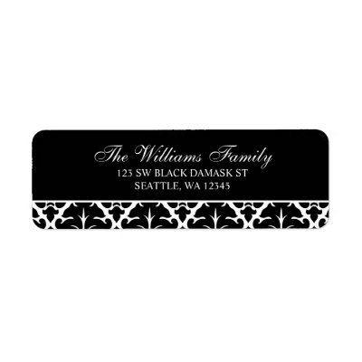 Elegant Black and White Damask Address Labels