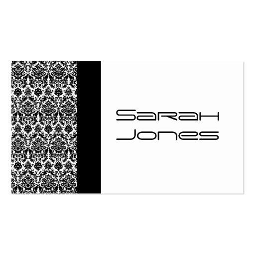 Elegant Black and White Damask Busines Card Business Card Template