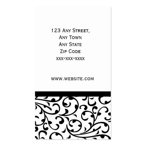 Elegant Black and White Damask Busines Card Business Card (back side)