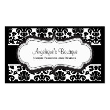 Elegant Black and White Damask Business Cards