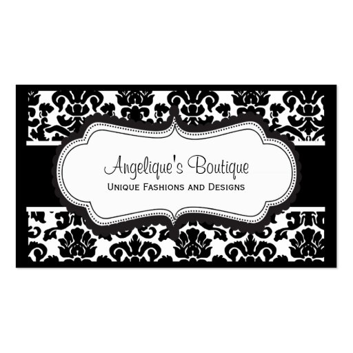 Elegant Black and White Damask Business Cards