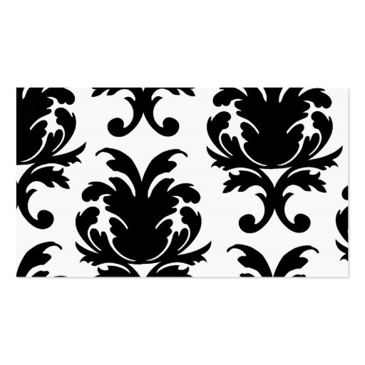 elegant black and white damask business cards (back side)