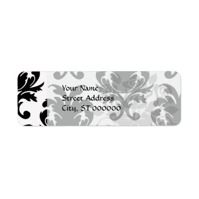 elegant black and white damask custom return address labels