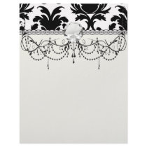 elegant black and white damask customized letterhead
