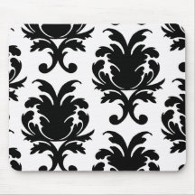 elegant black and white damask mousepad
