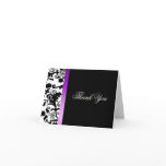 Elegant black and white Damask Thank You Card