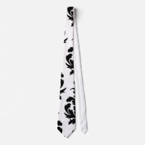 elegant black and white damask neck tie