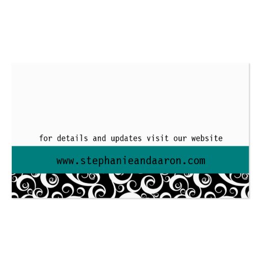 Elegant Black and White Damask Wedding Card Business Card Template (back side)