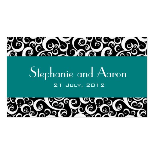 Elegant Black and White Damask Wedding Card Business Card Template (front side)