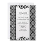 Elegant Black and White Damask Wedding Invitation