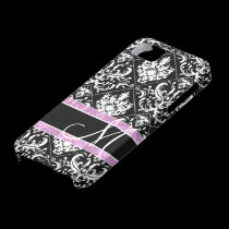 Elegant black and white damask with monogram casemate cases