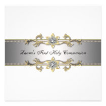 Elegant Black and White Girls First Communion invitations