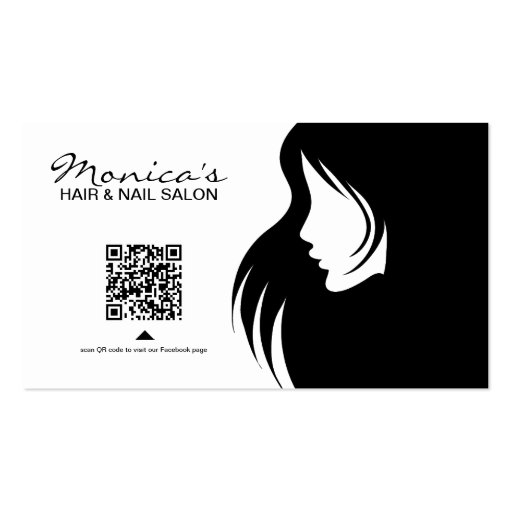 Elegant Black and White Hair and Nail Salon Business Cards (front side)