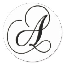 Elegant Black and White Monogram - A stickers
