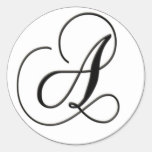 Elegant Black and White Monogram - A Round Stickers