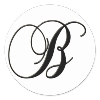 Elegant Black and White Monogram - B - Customized Stickers by aslentz