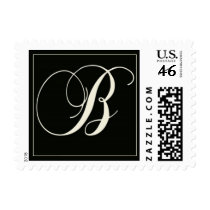 Elegant Black and White Monogram - B Postage Stamp