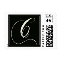 Elegant Black and White Monogram - C postage by aslentz Elegant Black and White Monogram - C postage