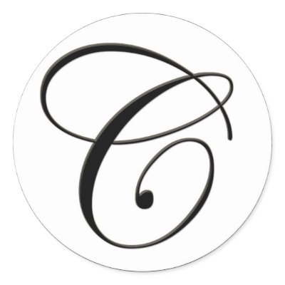 Elegant Black and White Monogram C Sticker