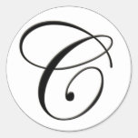 Elegant Black and White Monogram C Sticker