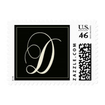 Elegant Black and White Monogram - D postage by aslentz Elegant Black and White Monogram - D postage